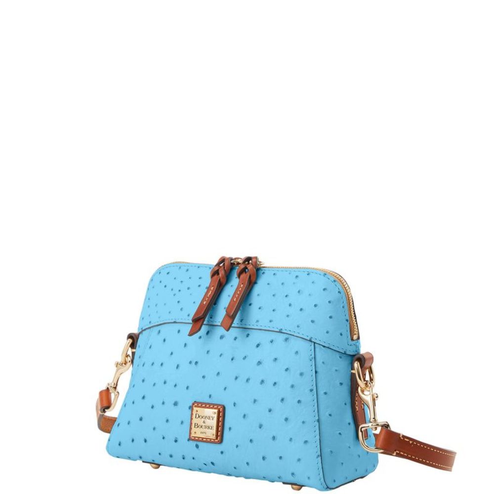 Dooney & Bourke Ostrich Cameron Crossbody Shoulder Bag - Sky Blue - Picture 2 of 4